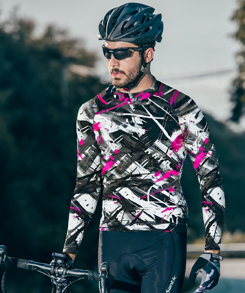 Collision Brush Series - Men's Printed Cycling Jersey With Long Sleeve