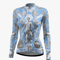 Hallelujah Women's Sky Blue Printed Cycling Jersey With Long Sleeve