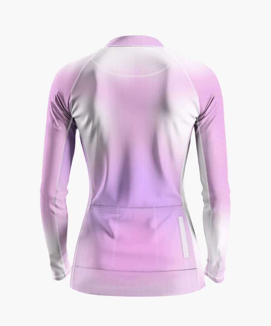 Women's Gradient Pink Cycling Jersey With Long Sleeve