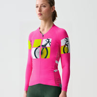 Born To Ride Women's Pink Long Sleeve Cycling Jersey