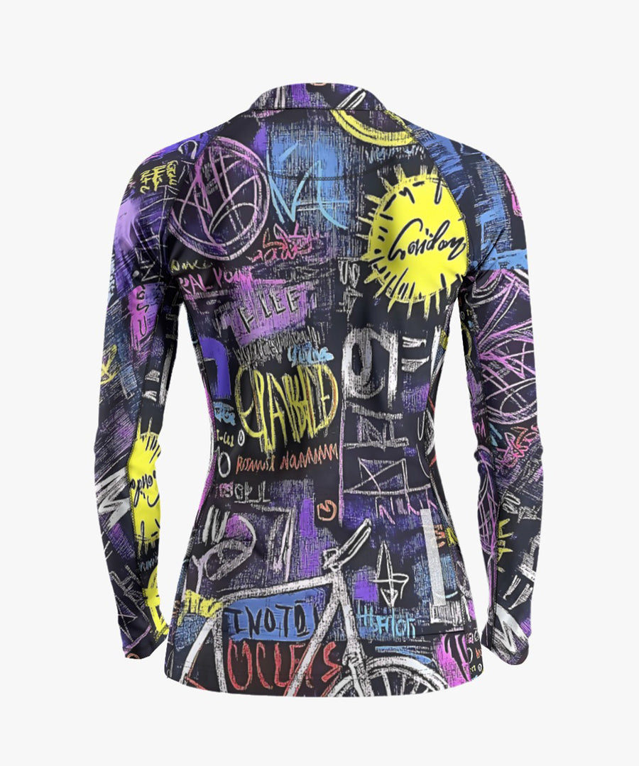 Women's Graffiti Life Cycling Jersey With Long-Sleeve