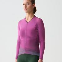 Women's Gradient Purple Cycling Jersey With Long Sleeve