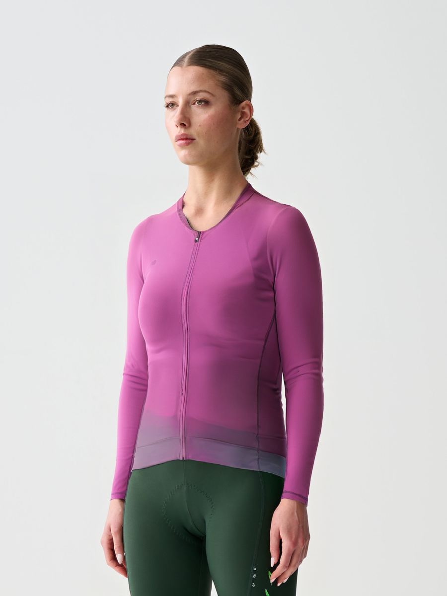 Women's Gradient Purple Cycling Jersey With Long Sleeve