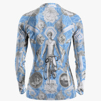 Hallelujah Women's Sky Blue Printed Cycling Jersey With Long Sleeve