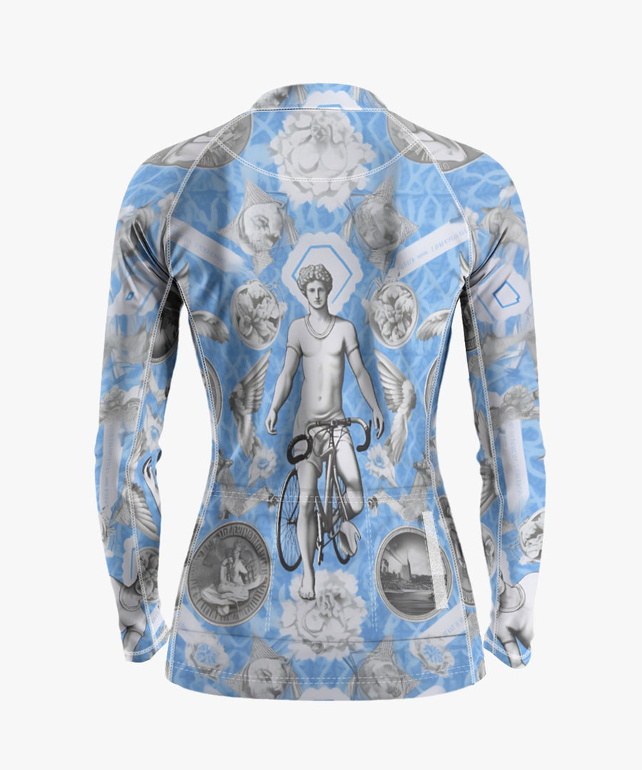 Hallelujah Women's Sky Blue Printed Cycling Jersey With Long Sleeve