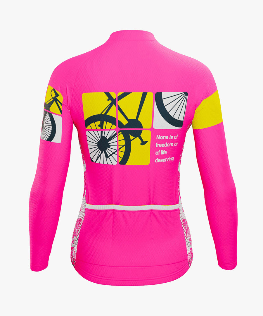 Born To Ride Women's Pink Long Sleeve Cycling Jersey