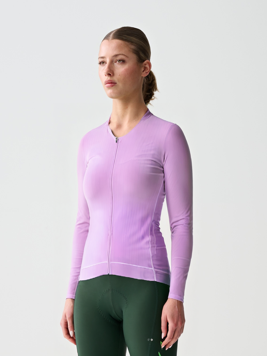 Women's Gradient Pink Cycling Jersey With Long Sleeve