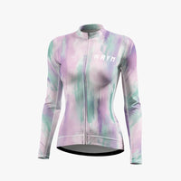 Collision Brush Series - Women's Printed Blue Cycling Jersey With Long Sleeve