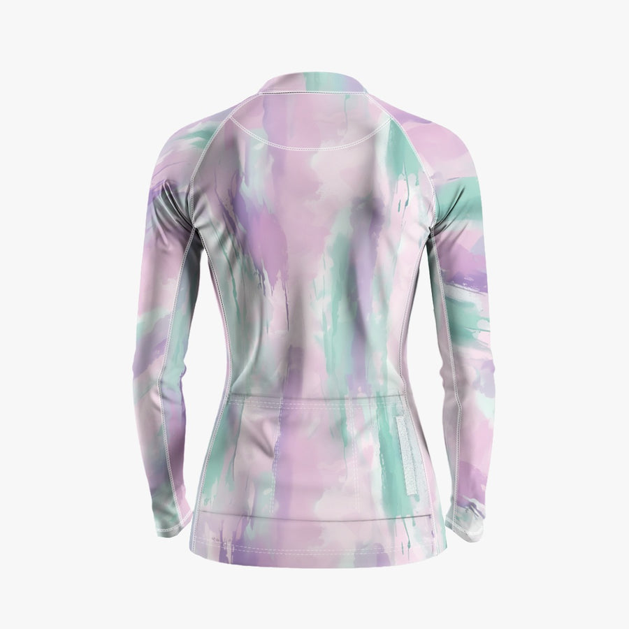 Collision Brush Series - Women's Printed Blue Cycling Jersey With Long Sleeve