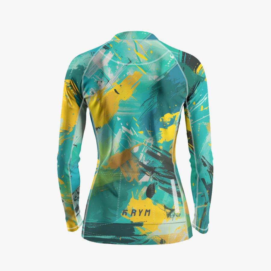 Collision Brush Series - Women's Printed Blue Cycling Jersey With Long Sleeve