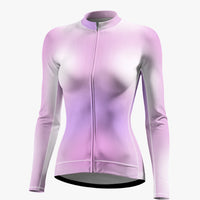 Women's Gradient Pink Cycling Jersey With Long Sleeve