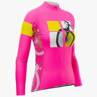 Born To Ride Women's Pink Long Sleeve Cycling Jersey