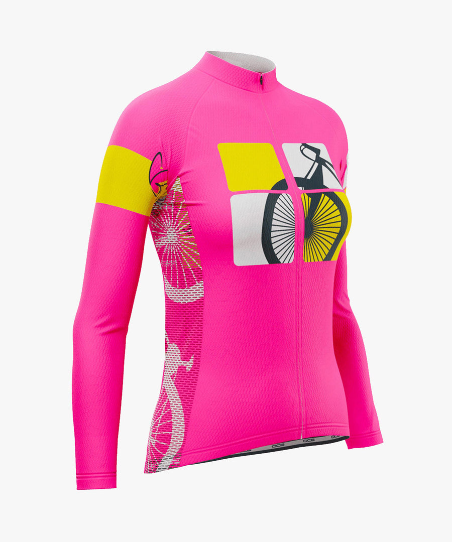 Born To Ride Women's Pink Long Sleeve Cycling Jersey