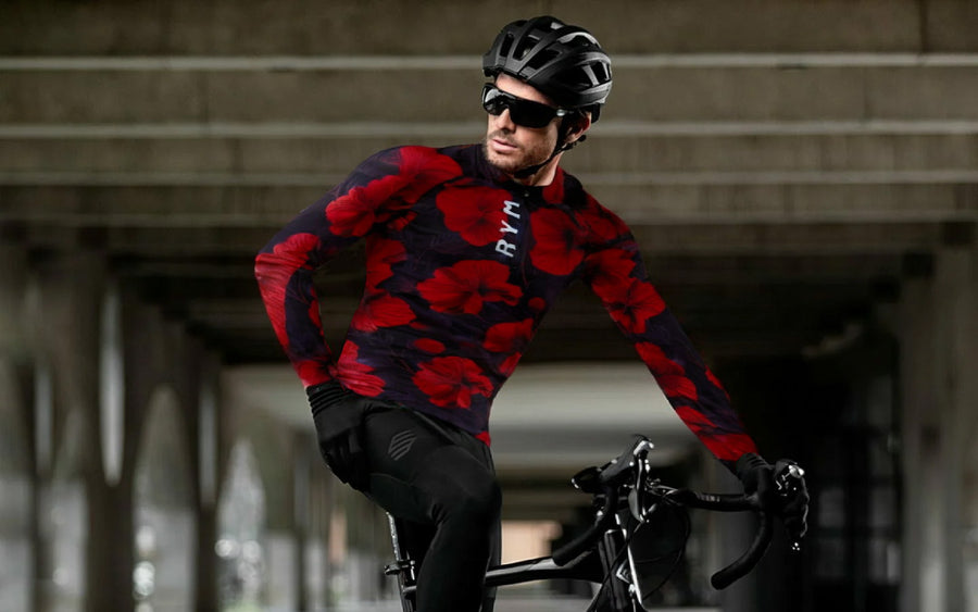 Men's Floral Printed Cycling Jersey With Long Sleeve