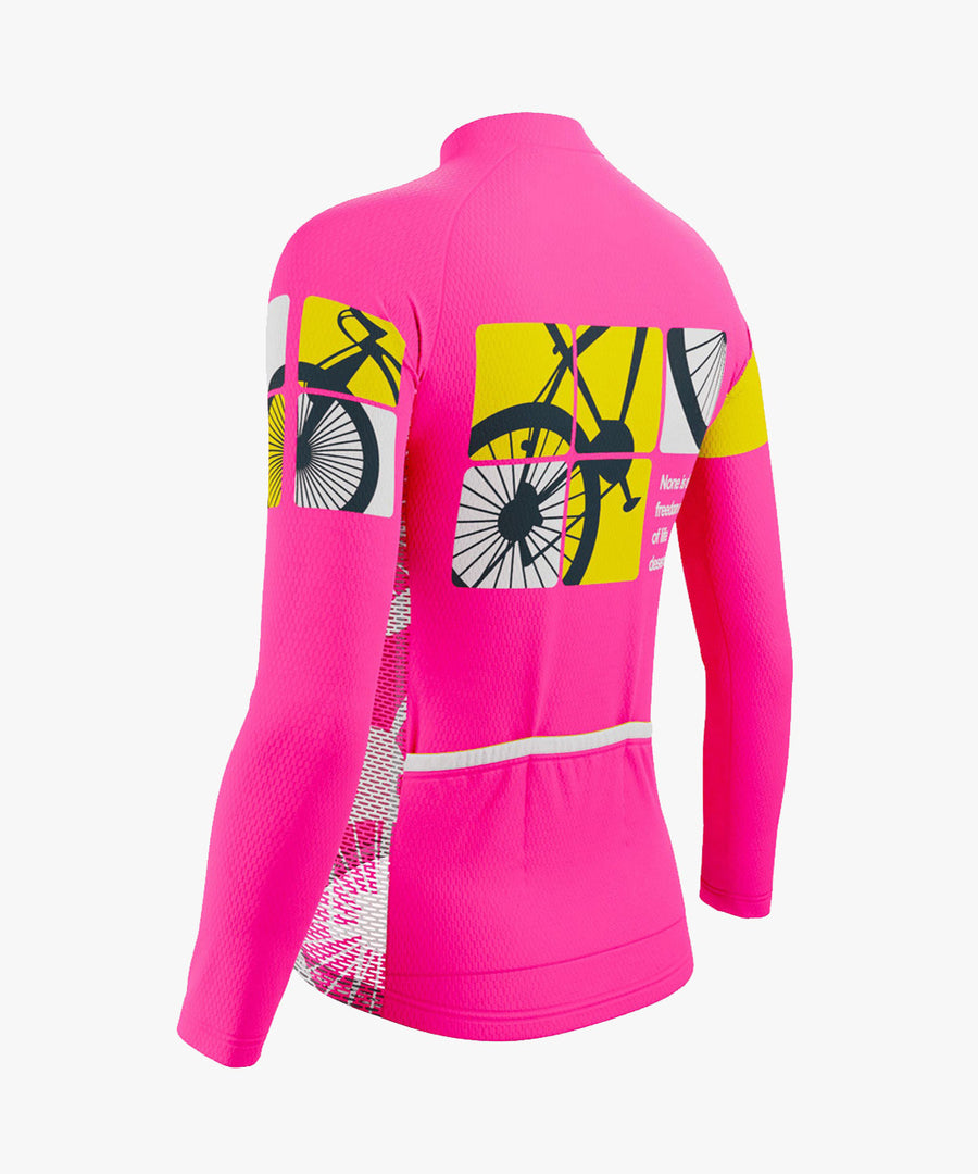 Born To Ride Women's Pink Long Sleeve Cycling Jersey