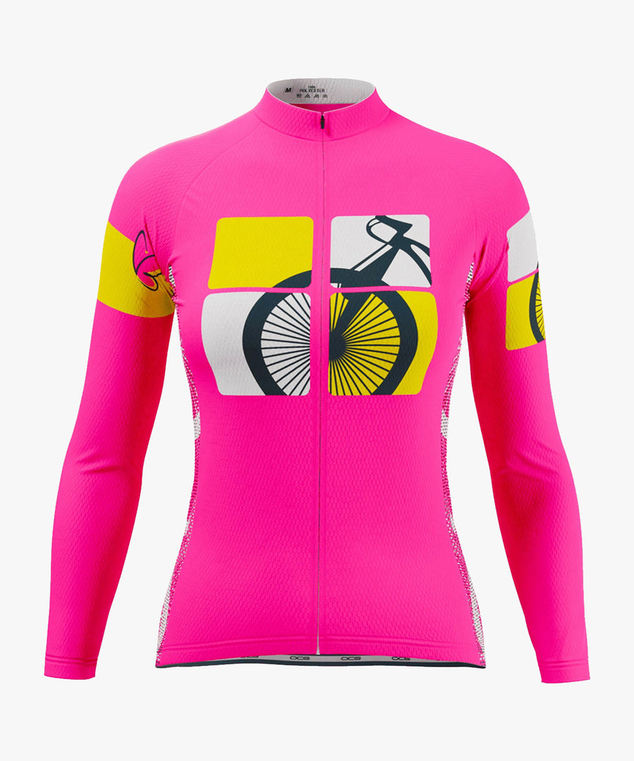 Born To Ride Women's Pink Long Sleeve Cycling Jersey