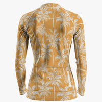 Hawaii Women's Yellow Coconut Tree Printed Cycling Jersey With Long Sleeve