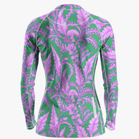 Women's Purple Floral Cycling Jersey With Long-Sleeve