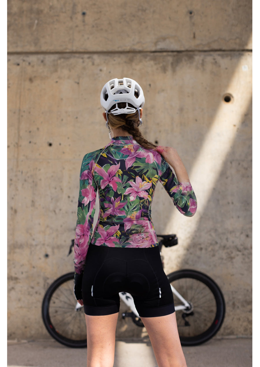 Women's Floral Cycling Jersey With Long Sleeve