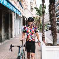 High Viz Color Triangles Short Sleeve Cycling Jersey