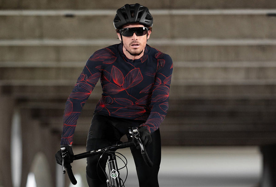 Men's Floral Printed Cycling Jersey With Long Sleeve