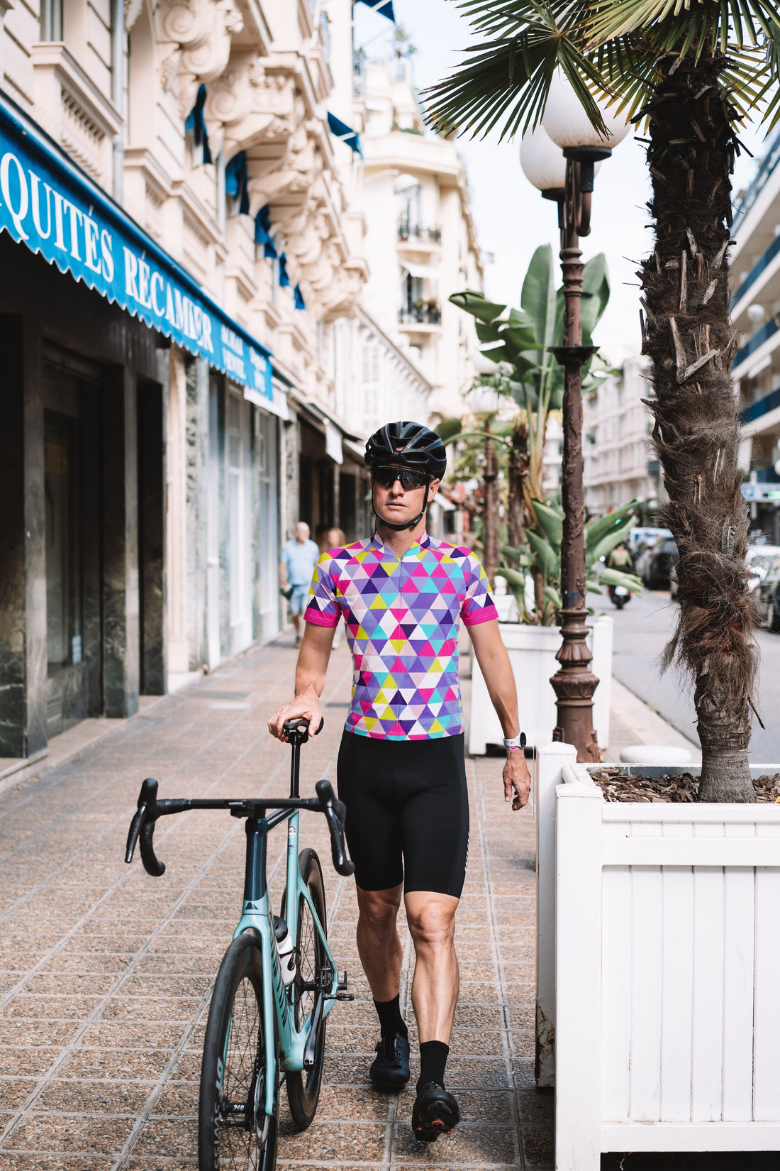 High Viz Color Triangles Short Sleeve Cycling Jersey