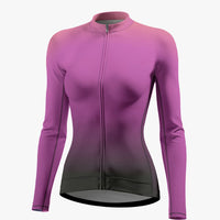 Women's Gradient Purple Cycling Jersey With Long Sleeve