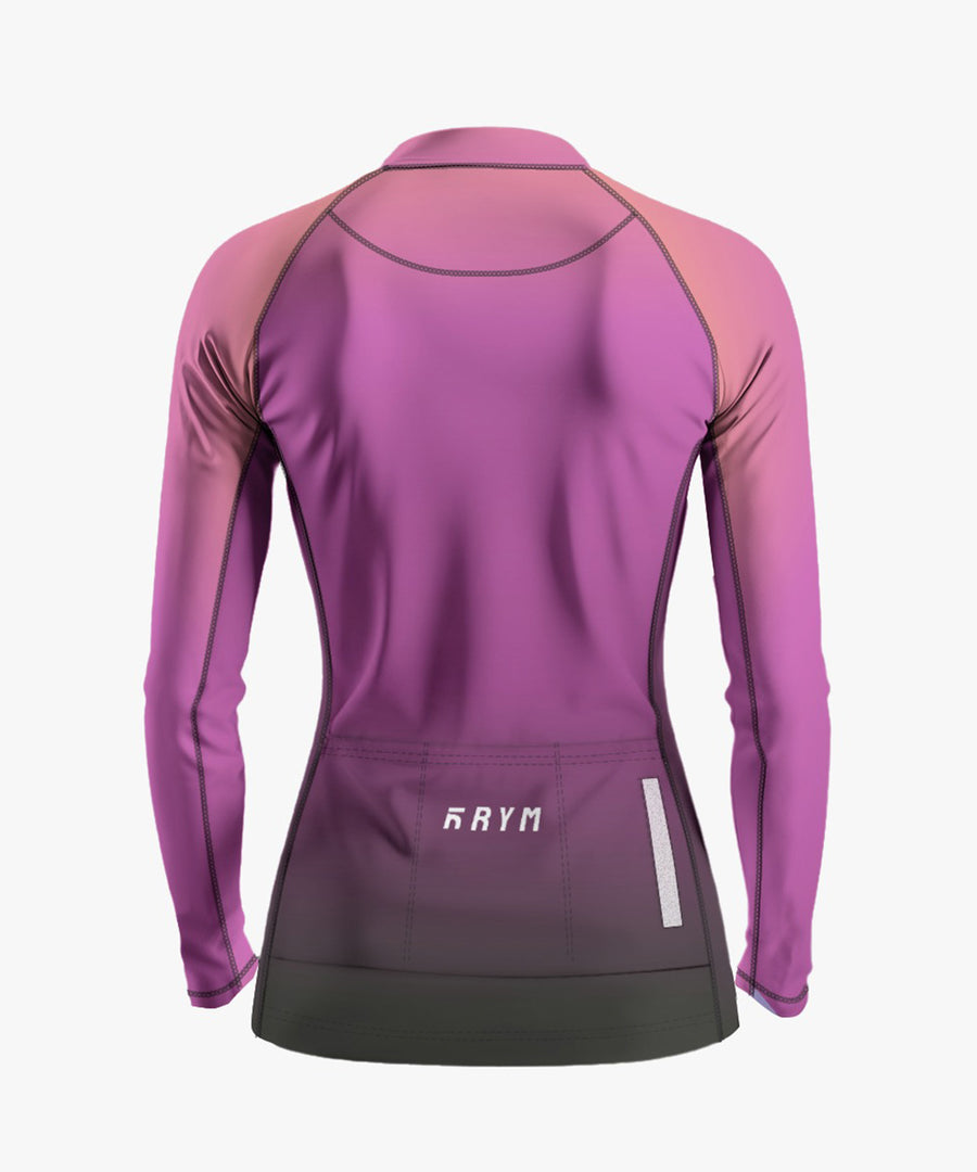 Women's Gradient Purple Cycling Jersey With Long Sleeve