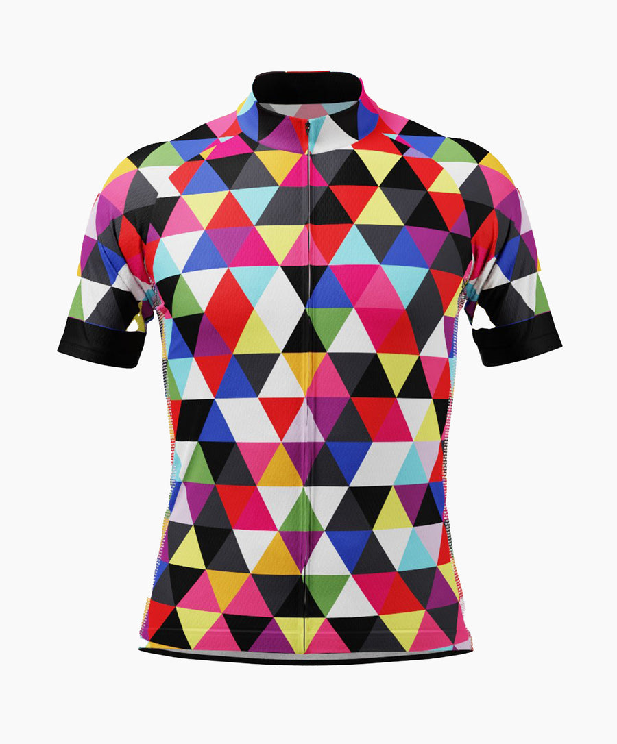 High Viz Color Triangles Short Sleeve Cycling Jersey